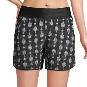Lands’ End Quick Dry 5 inch Swim Shorts with Panty Black/Ivory Geo Women’s 12